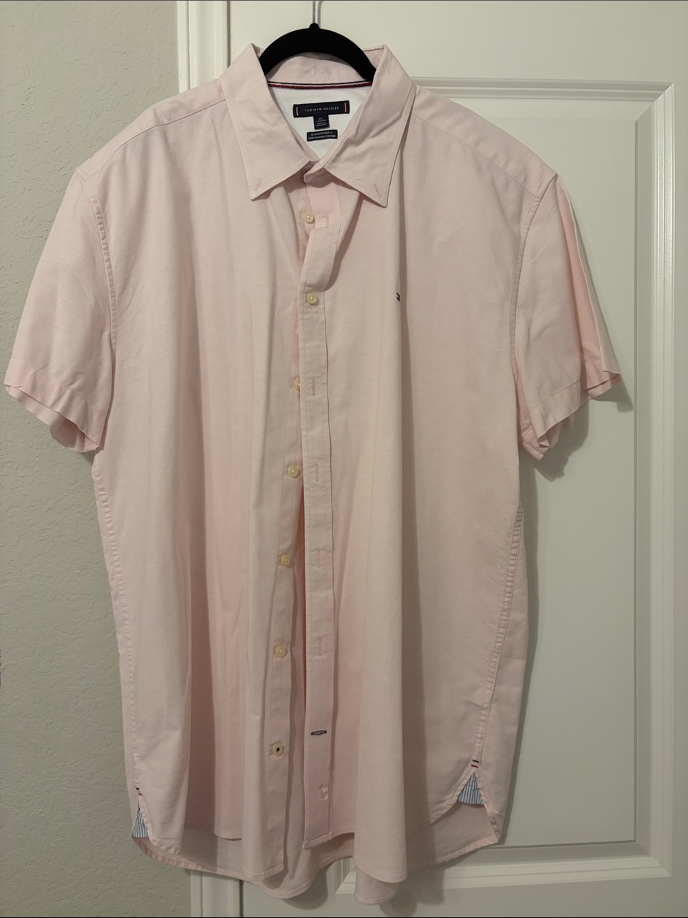 Tommy Hilfiger Pale Pink Short Sleeve Button-Down Shirt